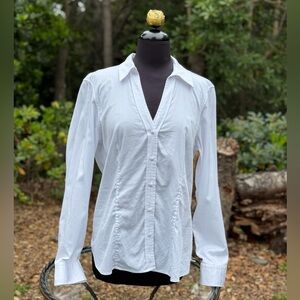 Talbots "stretch cotton sateen" long sleeve blouse - size 14